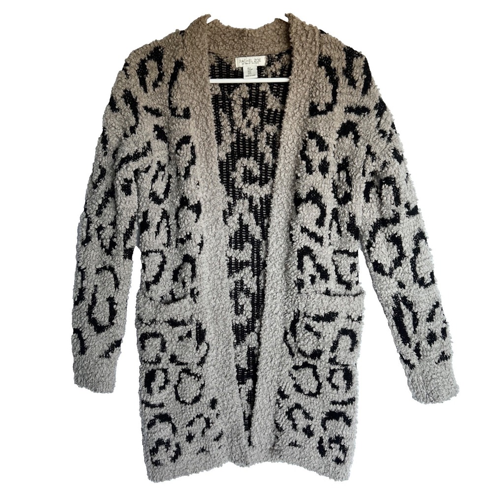 Rachel Zoe Sherpa Duster Cardigan Womens S Open Front Chunky Knit Long Beige